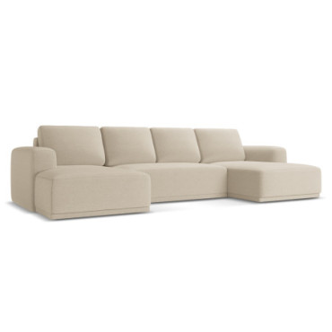 Sofa Panoramic d'angle convertible Kaila Tissu Dark beige