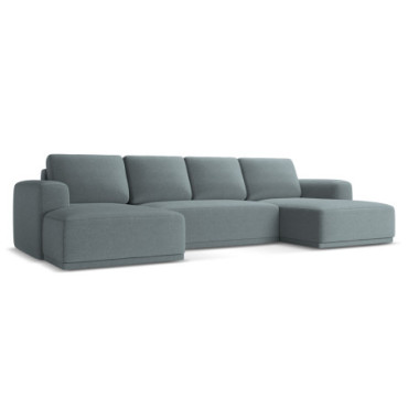 Sofa Panoramic d'angle convertible Kaila Tissu Jeans