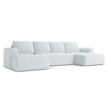 Sofa Panoramic d'angle convertible Kaila Tissu Light blue