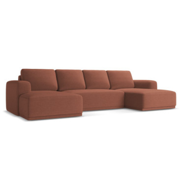 Sofa Panoramic d'angle convertible Kaila Tissu Muted pink