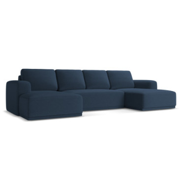 Sofa Panoramic d'angle convertible Kaila Tissu Royal blue