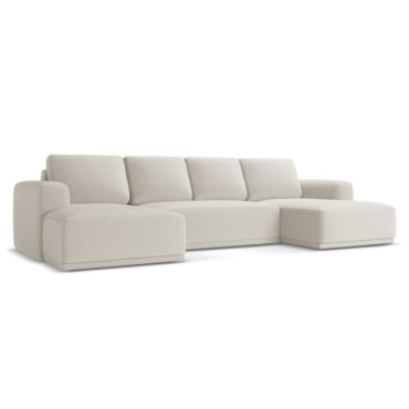 Sofa Panoramic d'angle convertible Kaila Tissu Silver