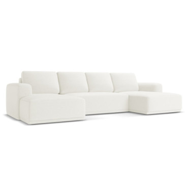 Sofa Panoramic d'angle convertible Kaila Tissu White