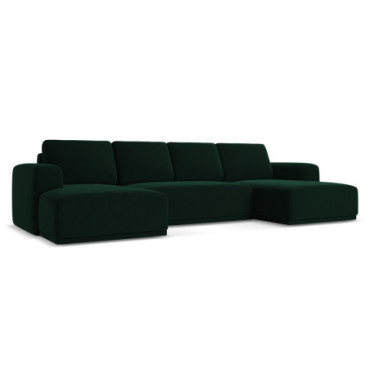 Sofa Panoramic d'angle convertible Kaila Velours Bottle green