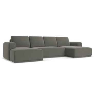 Sofa Panoramic d'angle convertible Kaila Velours Elephant