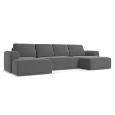 Sofa Panoramic d'angle convertible Kaila Velours Gray