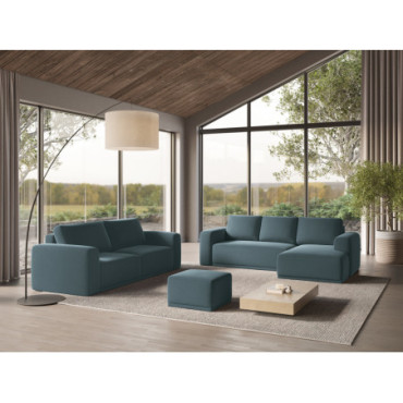 Sofa Panoramic d'angle convertible Kaila Velours Marine