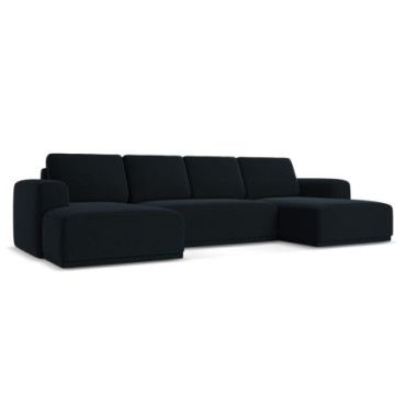 Sofa Panoramic d'angle convertible Kaila Velours Royal blue