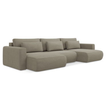 Sofa Panoramic d'angle convertible Kapua Tissu Dark beige