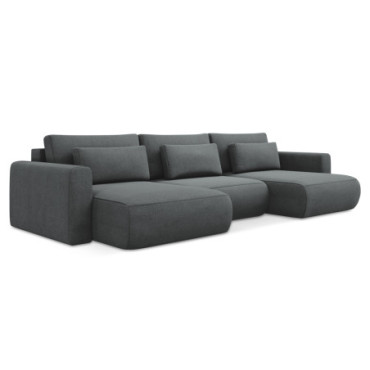 Sofa Panoramic d'angle convertible Kapua Tissu Gray