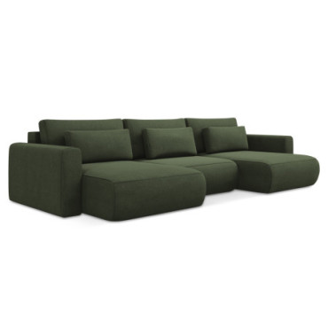 Sofa Panoramic d'angle convertible Kapua Tissu Olive