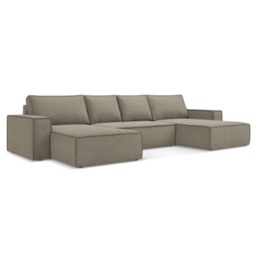 Sofa Panoramic d'angle convertible Kimo Tissu Dark beige