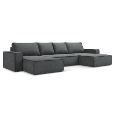 Sofa Panoramic d'angle convertible Kimo Tissu Gray