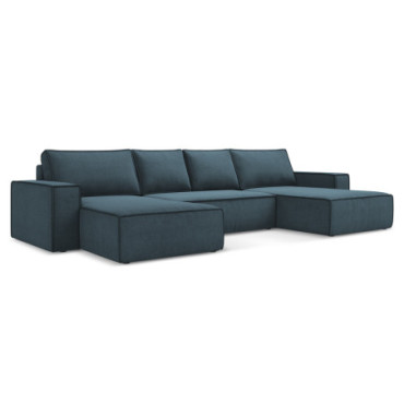 Sofa Panoramic d'angle convertible Kimo Tissu Jeans