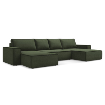 Sofa Panoramic d'angle convertible Kimo Tissu Olive