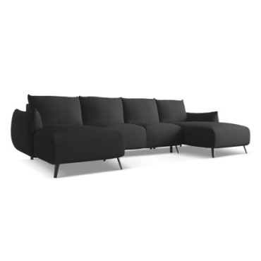 Sofa Panoramic d'angle convertible Malie Tissu Anthracite