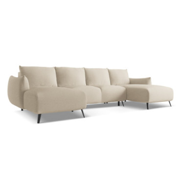 Sofa Panoramic d'angle convertible Malie Tissu Dark beige