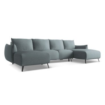 Sofa Panoramic d'angle convertible Malie Tissu Jeans