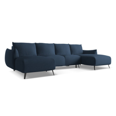 Sofa Panoramic d'angle convertible Malie Tissu Royal blue