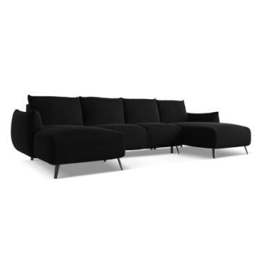 Sofa Panoramic d'angle convertible Malie Velours Black