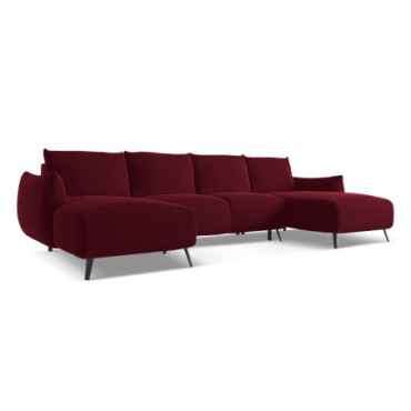 Sofa Panoramic d'angle convertible Malie Velours Burgundy