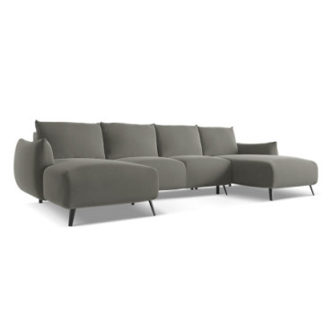 Sofa Panoramic d'angle convertible Malie Velours Elephant