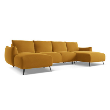 Sofa Panoramic d'angle convertible Malie Velours Mustard