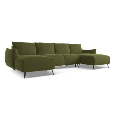 Sofa Panoramic d'angle convertible Malie Velours Olive