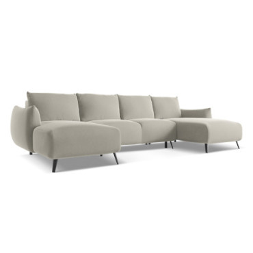 Sofa Panoramic d'angle convertible Malie Velours Pearl