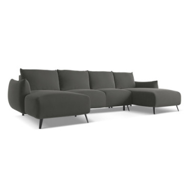 Sofa Panoramic d'angle convertible Malie Velours Steel