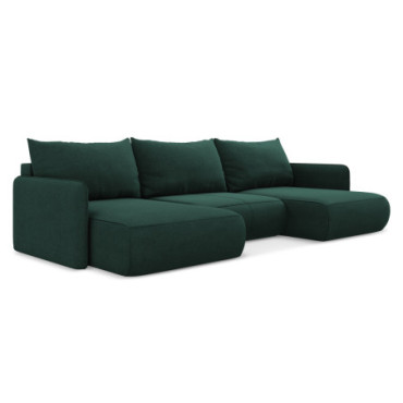 Sofa Panoramic d'angle convertible Nanea Tissu Bottle green