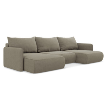 Sofa Panoramic d'angle convertible Nanea Tissu Dark beige