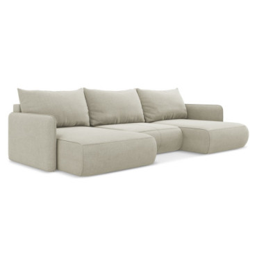 Sofa Panoramic d'angle convertible Nanea Tissu Light beige