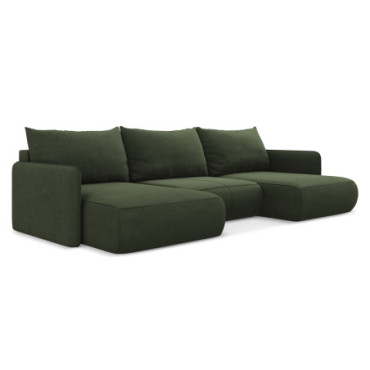 Sofa Panoramic d'angle convertible Nanea Tissu Olive