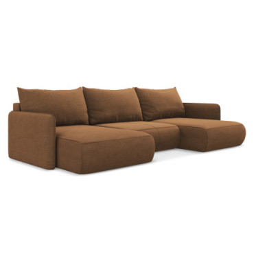 Sofa Panoramic d'angle convertible Nanea Tissu Terracotta