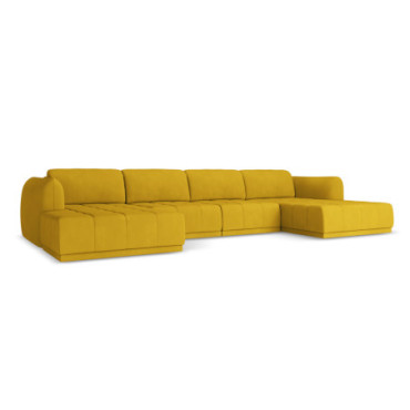 Sofa Panoramic d'angle Hoku Chenille Mustard