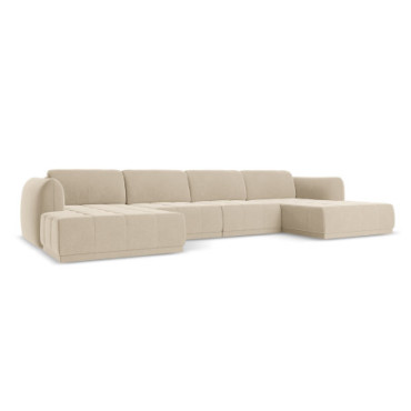 Sofa Panoramic d'angle Hoku Velours Light beige