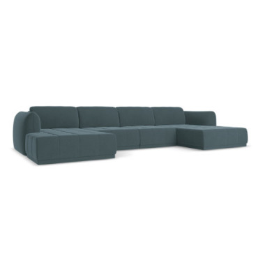 Sofa Panoramic d'angle Hoku Velours Marine