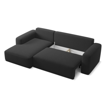 Sofa d'angle convertible Kaila Tissu Anthracite