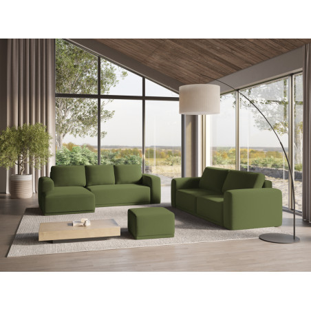 Sofa d'angle convertible Kaila Tissu Bottle green