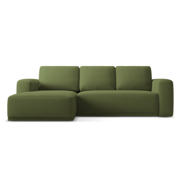 Sofa d'angle convertible Kaila Tissu Bottle green