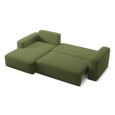 Sofa d'angle convertible Kaila Tissu Bottle green