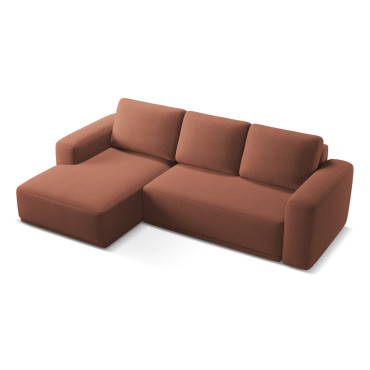 Sofa d'angle convertible Kaila Tissu Muted pink