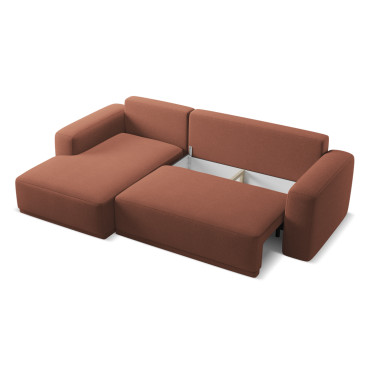 Sofa d'angle convertible Kaila Tissu Muted pink