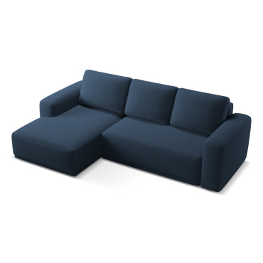 Sofa d'angle convertible Kaila Tissu Royal blue