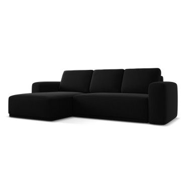 Sofa d'angle convertible Kaila Velours Black