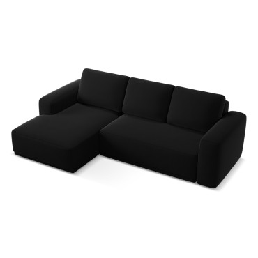 Sofa d'angle convertible Kaila Velours Black