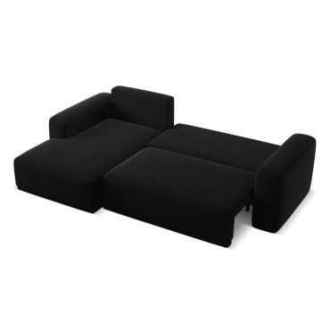 Sofa d'angle convertible Kaila Velours Black