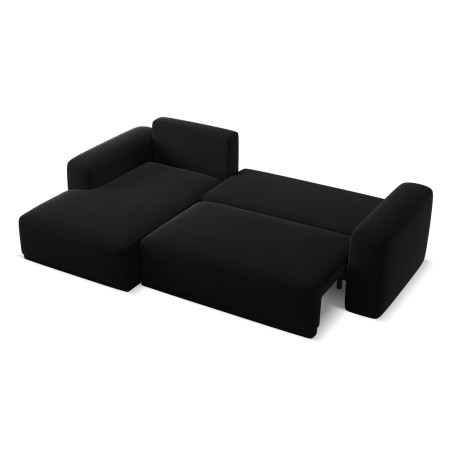 Sofa d'angle convertible Kaila Velours Black