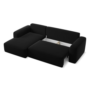 Sofa d'angle convertible Kaila Velours Black